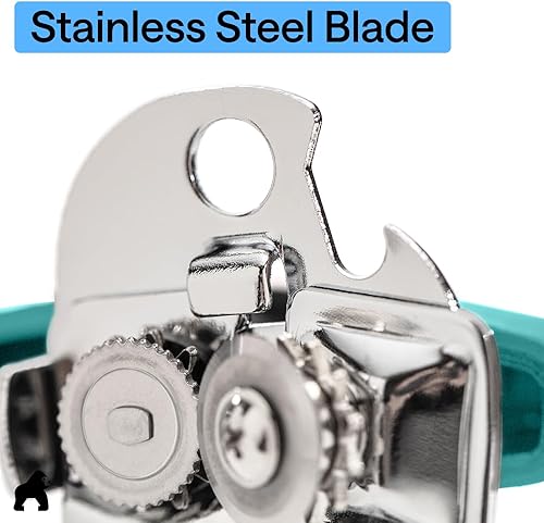 Miniatura 6 de GORILLA GRIP - Abridor de latas manual de acero inoxidable resistente con borde liso y abridor de botellas, mango suave y cómodo, perilla de mano