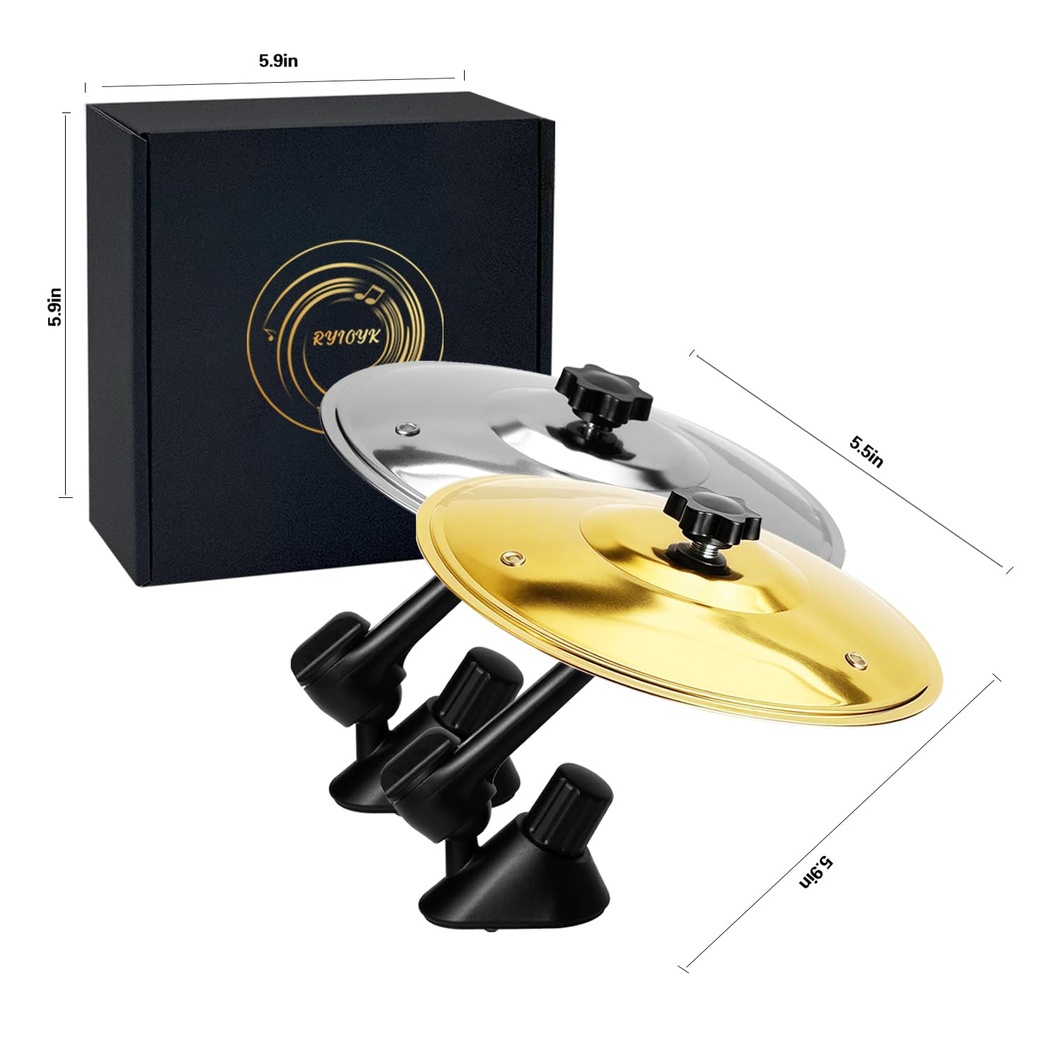 2-teilige Mini-Auto-Trommel und Entlüftungsclip im Becken-Stil – ein lustiges Armaturenbrett-Musikzubehör für Musik-Enthusiasten, geeignet für die meisten Fahrzeuge (Gold und Silber)