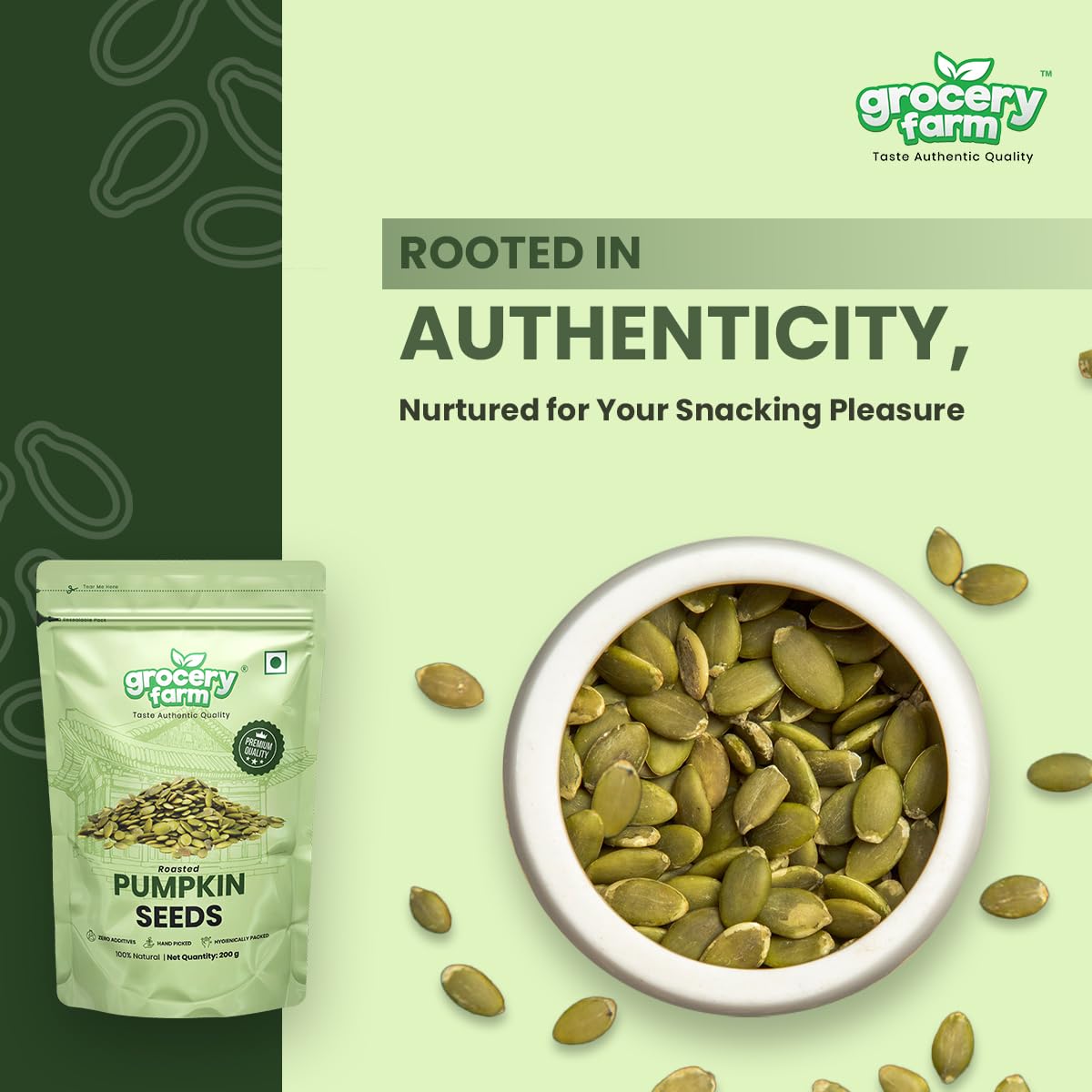 Grocery Farm Roasted Pumpkin Seeds 200gm | Kaddu Ke Beenj | Rich in Fiber & Nutrients | Support Heart Health & Immunity | Tasty and Nutritious Snacking Grocery Farm Roasted Pumpkin Seeds 200gm | Kaddu Ke Beenj | Rich in Fiber & Nutrients | Support Heart Health & Immunity | Tasty and Nutritious Snacking
