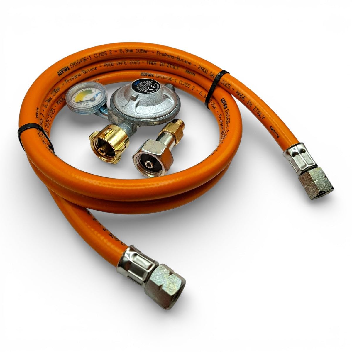 Regolatore di pressione del gas propano con manometro e tubo da 0,8 m, regolatore GPL da 50 mbar x collegamento sinistro 21,8 mm, misuratore di livello, barbecue, campeggio e uso