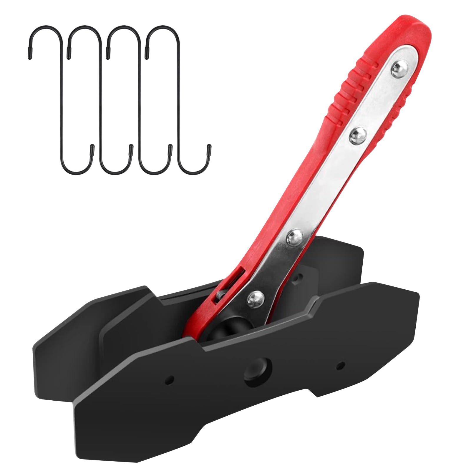 Strumento a Cricchetto per Pinza Freno: Retrattore per Pistoncino Freno, Rosso Set di Presse a Cricchetto con 4 Ganci di Sostituzione Pastiglie Freno per Riparazioni Freni Auto