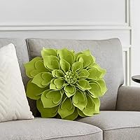 Vista 18 de Fennco Styles Almohada decorativa de pétalos en forma de corazón 3D hecha a mano con relleno redondo de 13 pulgadas, almohada floral aguamarina