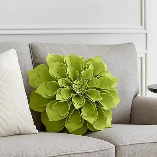 Miniatura 18 de Fennco Styles Almohada decorativa de pétalos en forma de corazón 3D hecha a mano con relleno redondo de 13 pulgadas, almohada floral aguamarina