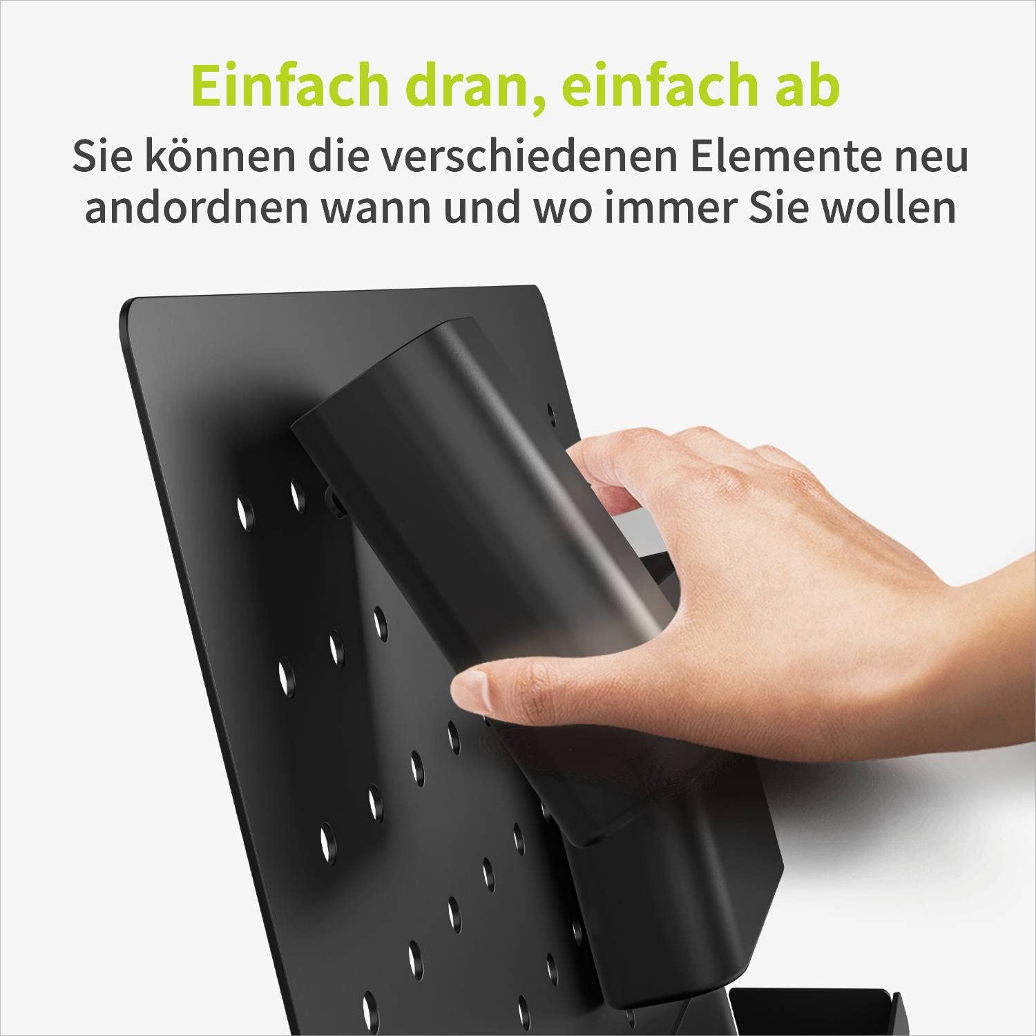 ACROPAQ Schreibtisch Organizer - Premium Büro mit Stifthalter, Sortierfächer, Hacken und Magnet, Stecktafel 6 Aufsätzen, Individuell anpassen - Schwarz, DO01
