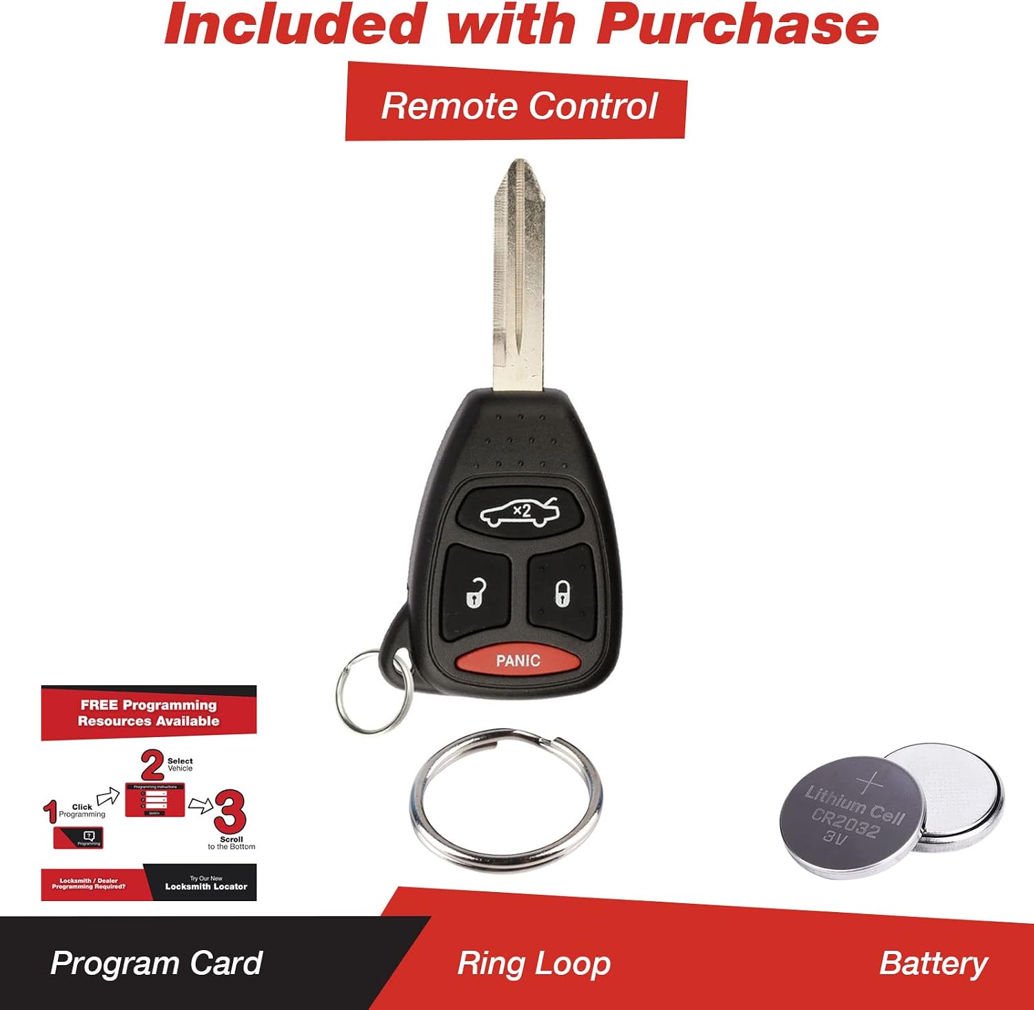 KeylessOption Keyless Entry Remote Control Uncut Ignition Car Key Fob Replacement for KOBDT04A