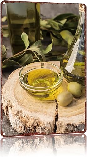 Metal Signs Olive Oil And Olives Vintage Signs Retro Aluminum Tin Sign For Kitchen Office Home Bar Cafe Decor 8X12 Inch