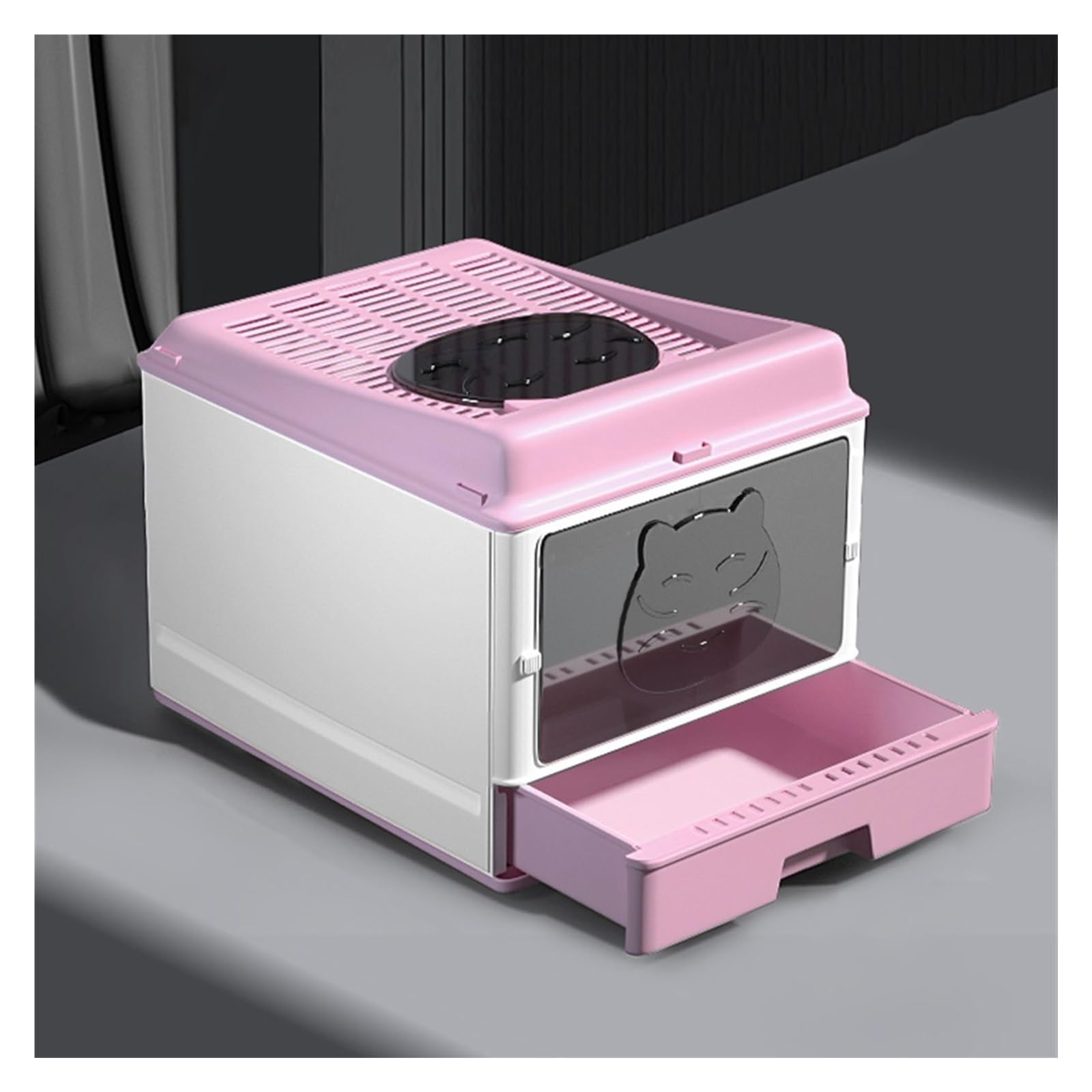 Lettiera per Gatti Lettiera for Gatti in plastica, lettiera Semi-Chiusa con Paletta, Grande lettiera for Gatti di Piccole e Grandi Dimensioni Toilette per Gatti(Pink)
