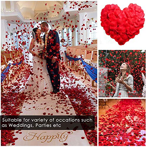 Adeeing 2000 Pcs Silk Rose Petals Artificial Flower Petals For Wedding Confetti Flower Girl Bridal Shower Hotel Home Party Valentine Day Flower Decoration, Burgundy #TOP3