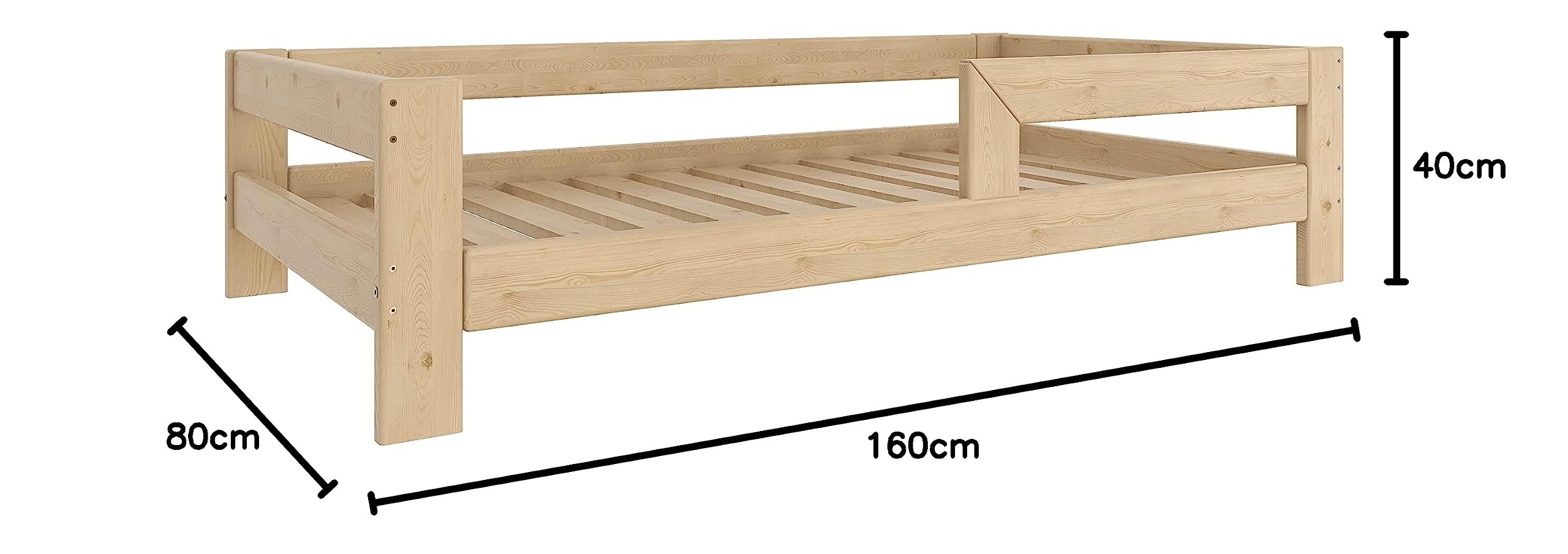 Need Sleep Cama Infantil niño | 140x70 160 x80 180x90 | Cama Juvenil | Cama Bebe | Barrera Cama | Montessori Cama niña Cama niño | Cama de Madera | Camas Individuales (180x90 cm)