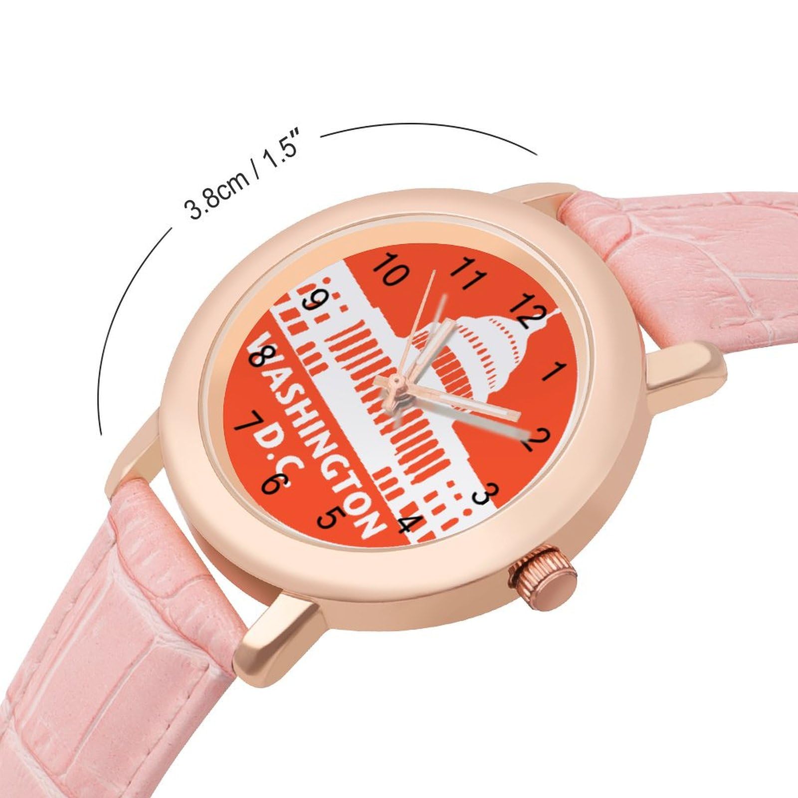 Washington D C Wrist Watches for Women Pink Leather Band Watch Fashion Three-Hand Watch Gift for Ladies