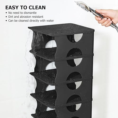 Miniatura 27 de Zapatero de 6 niveles, organizador apilable de almacenamiento de zapatos para entrada de dormitorio, zapatero ajustable, estante organizador