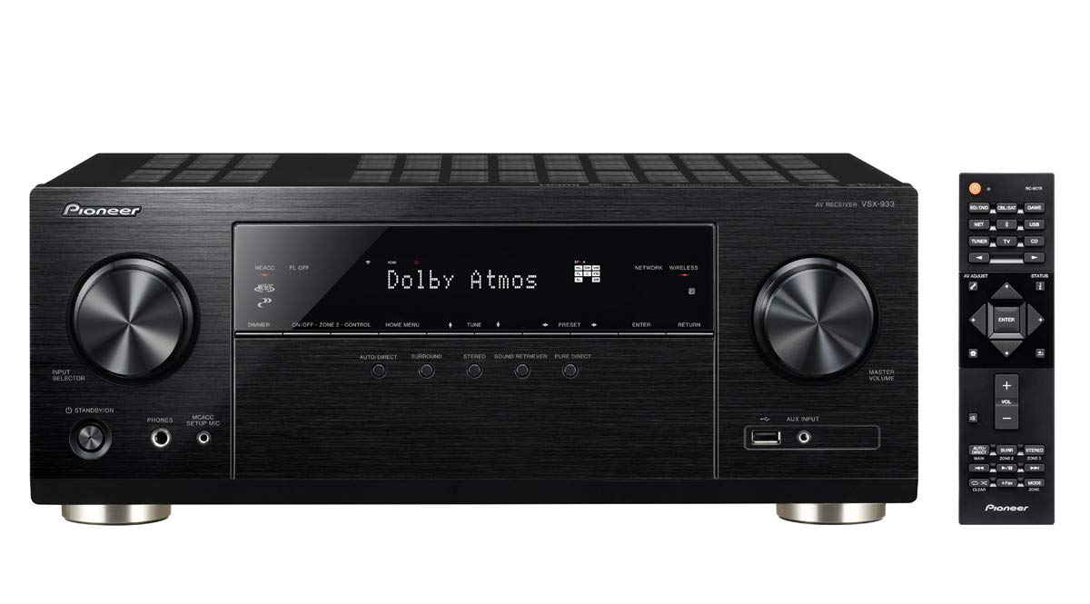 Pioneer VSX-​933(B) Récepteur AV 7.2 canaux (Amplificateur HiFi 135 W/​Kanal, Multiroom, WiFi, Bluetooth, Dolby Surround-​Dolby Atmos-​DTS:​X, Services de Streaming Spotify, Deezer) Noir