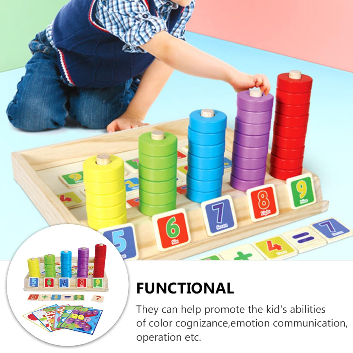 Gatuida Gioco Educativo in Legno per Bambini Puzzle Numerici e Blocchi Aritmetici Multifunzione per Sviluppare Creatività e Capacità di Problem Solving