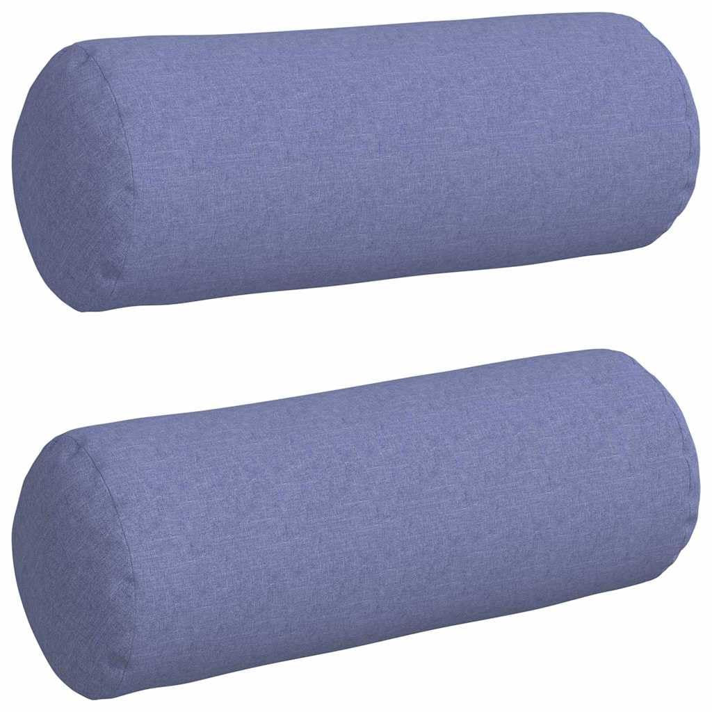 Traversin bleu denim Ø 25 x 70 cm lot de 2 avec garnissage polyester et housse lavable