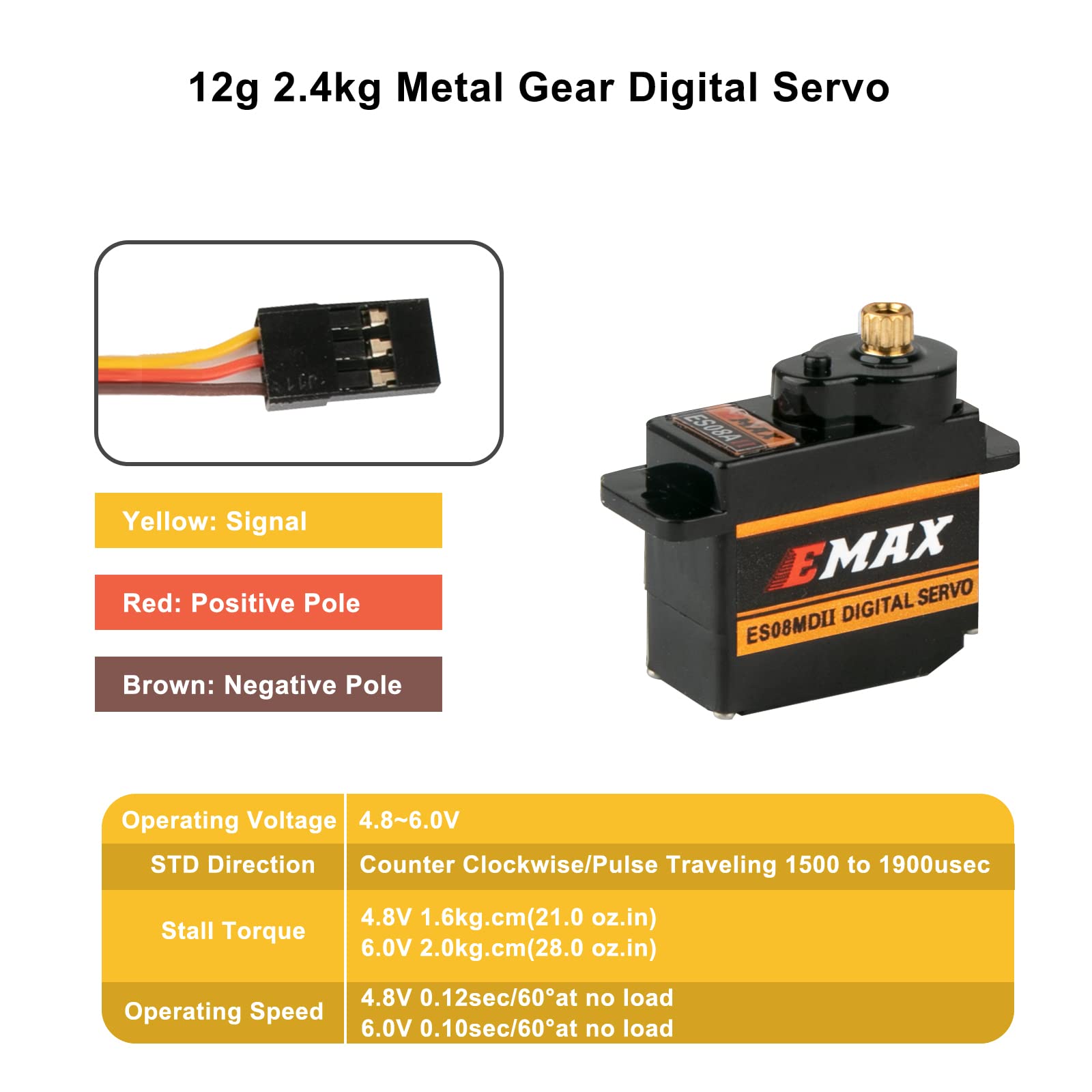 Snapklik.com : ES08MD II Digital Servo 12g SCX24 High Speed Servo Micro ...