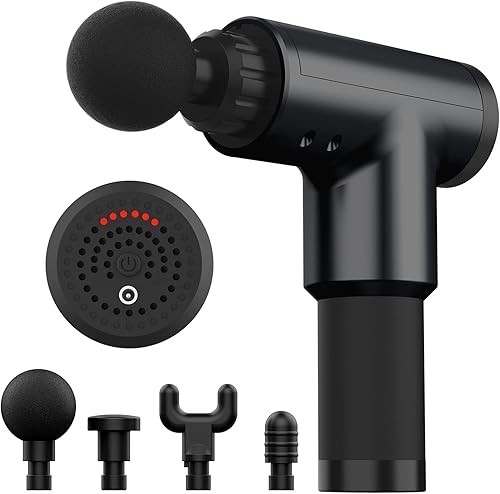 Pistola de masaje, masajeador muscular inalámbrico de mano de 6 velocidades, dispositivo de percusión recargable silencioso