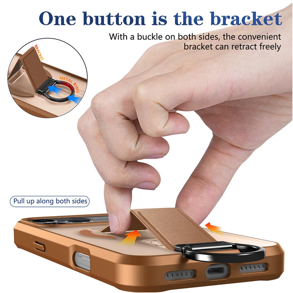 Custodia per telefono con supporto magnetico pieghevole Desert Gold Ring per iPhone 17 16 15 14 13 Pro Max Air Plus, cover posteriore rigida, verde, per iPhone 16