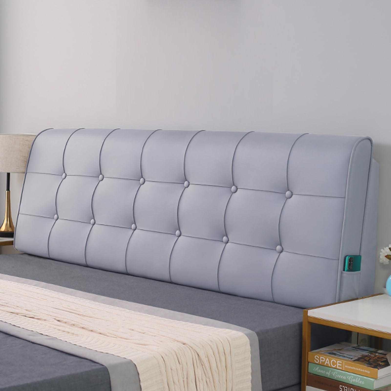 Amazon｜読書ウェッジピローフェイクレザーヘッドボードクッション