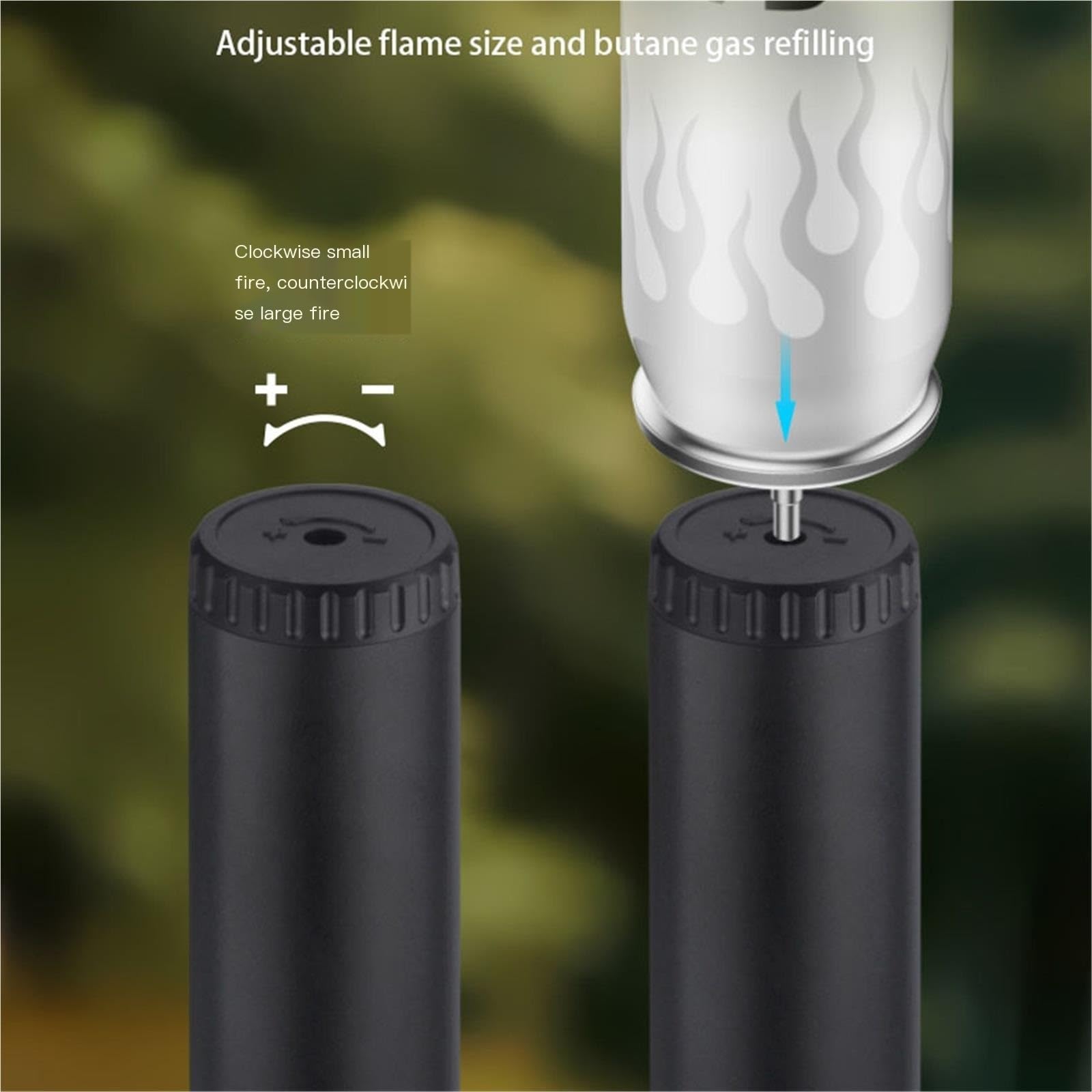 Encendedor de llama de chorro resistente al viento, gas butano ajustable, encendedor de metal recargable, ideal para puros, barbacoas, camping y actividades al aire libre