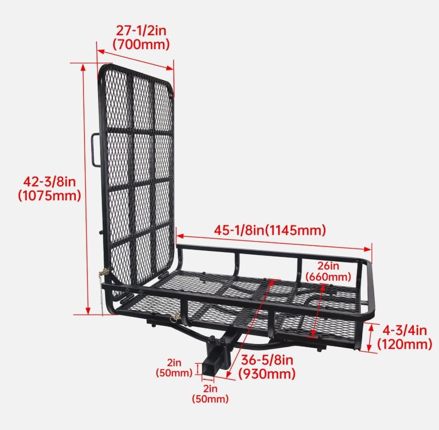 Mobility Scooter Carrier Hitch Mount Electric Wheelchair Hitch Carrier W/Ramp