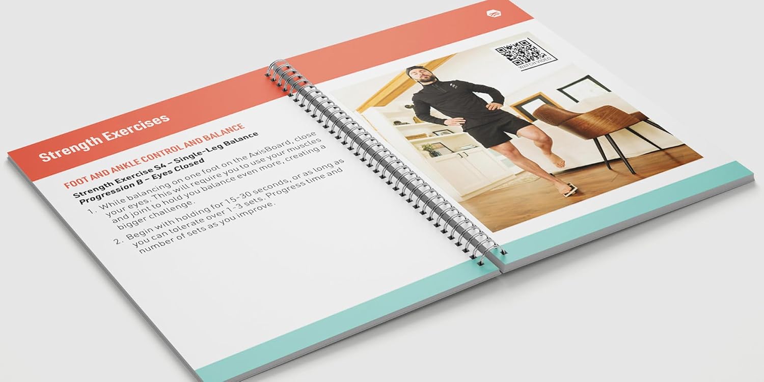 Inside page of the guide showing a strength exercise for foot and ankle control