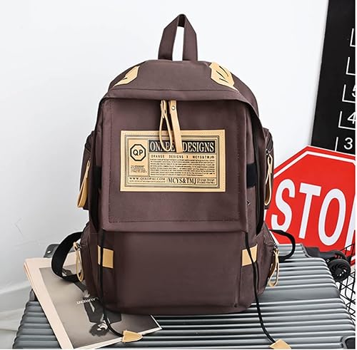 Miniatura 6 de Mochila de lona de viaje vintage para hombres y mujeres, ligera, para senderismo, 14 15 pulgadas, mochila para laptop Preppy Y2K, Café