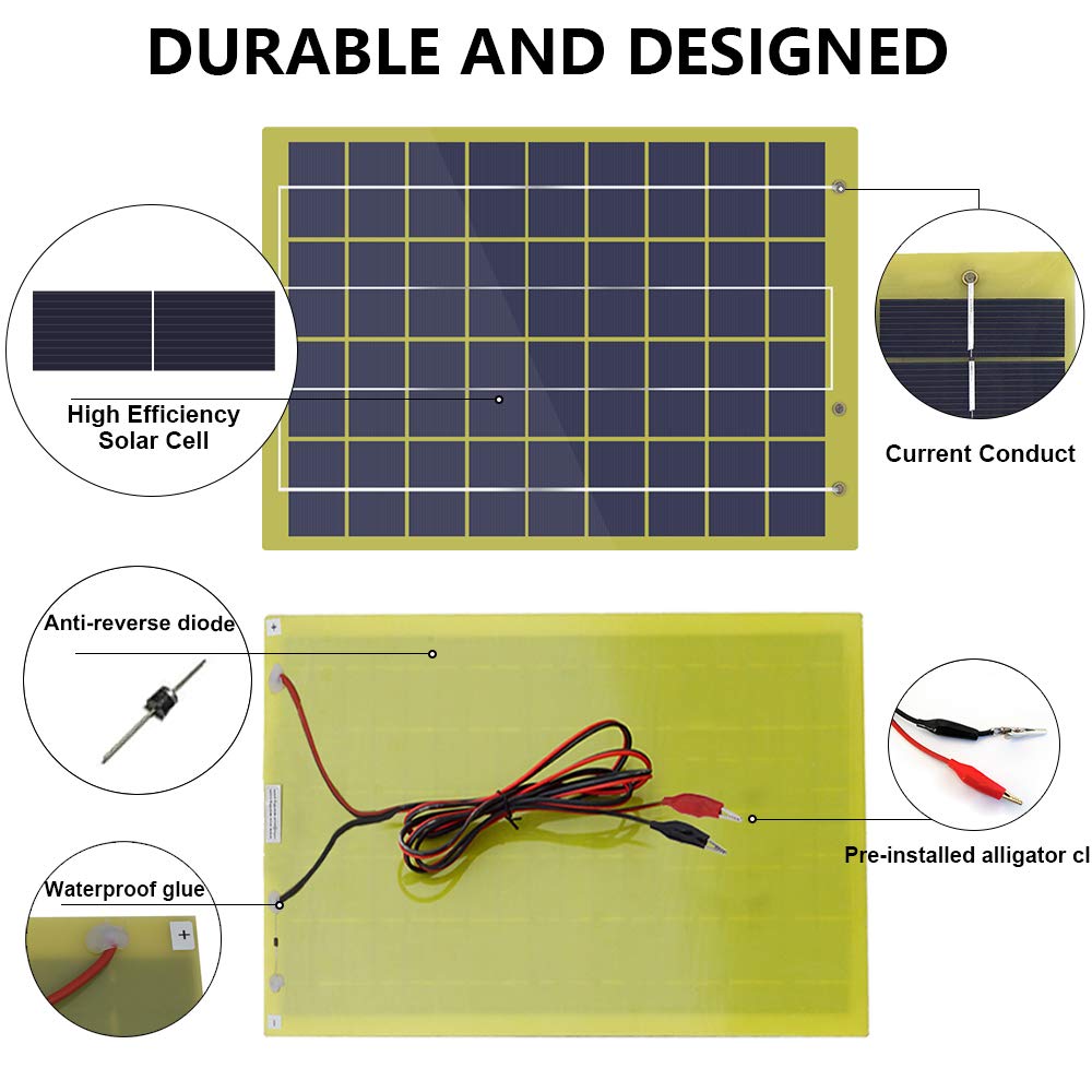 ECOWORTHY Waterproof 10 Watts 12 Volts Epoxy Solar Panel Module with