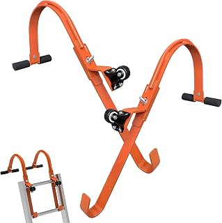 Ladder Stabilizer, 2 Pack Heavy Duty Ladder Roof Hook with Wheel Rubber Grip T-Bar for Roof Ridge,Damage Prevention, Fast and Easy Setup to Access Steep Roofs