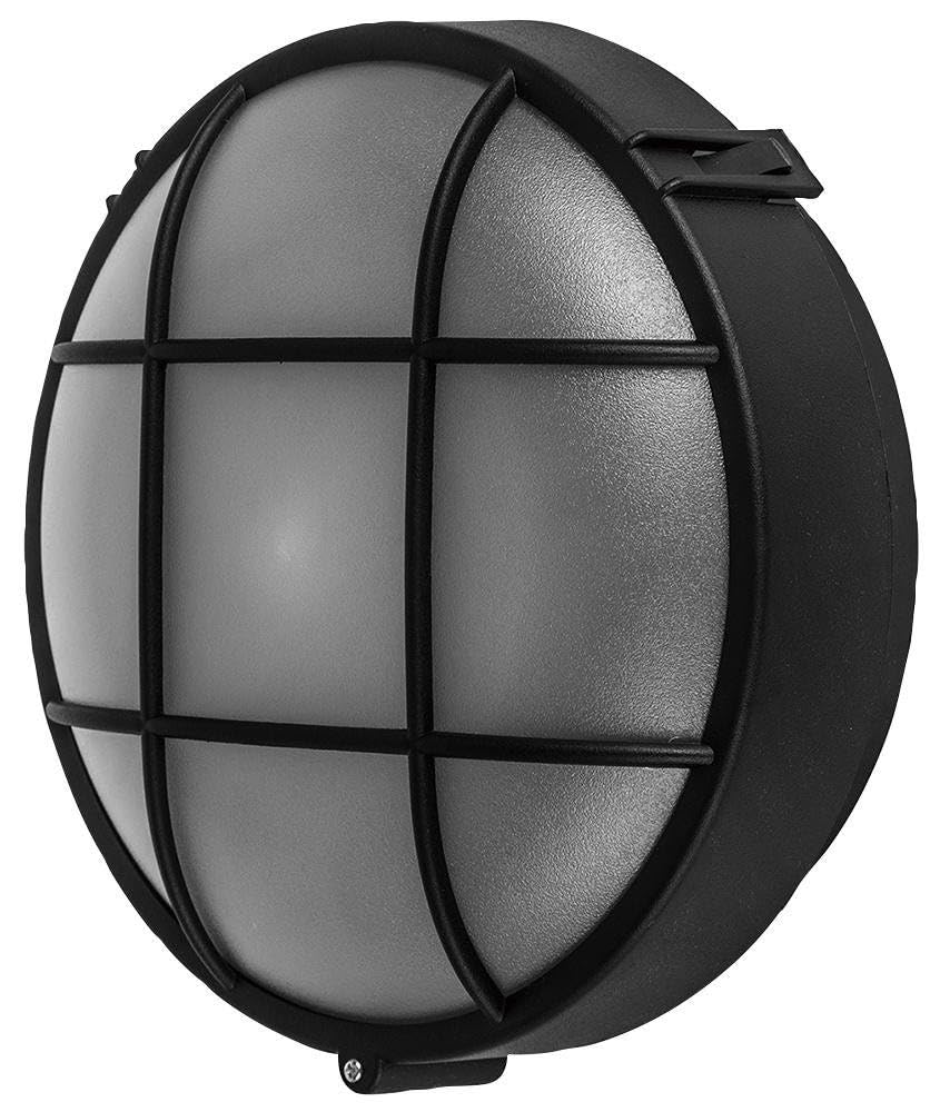 kenable Outdoor Bulkhead Light Round Black IP44 Rated Wall Mounted E27 Fitting for Indoor Outdoor Use 190mm
