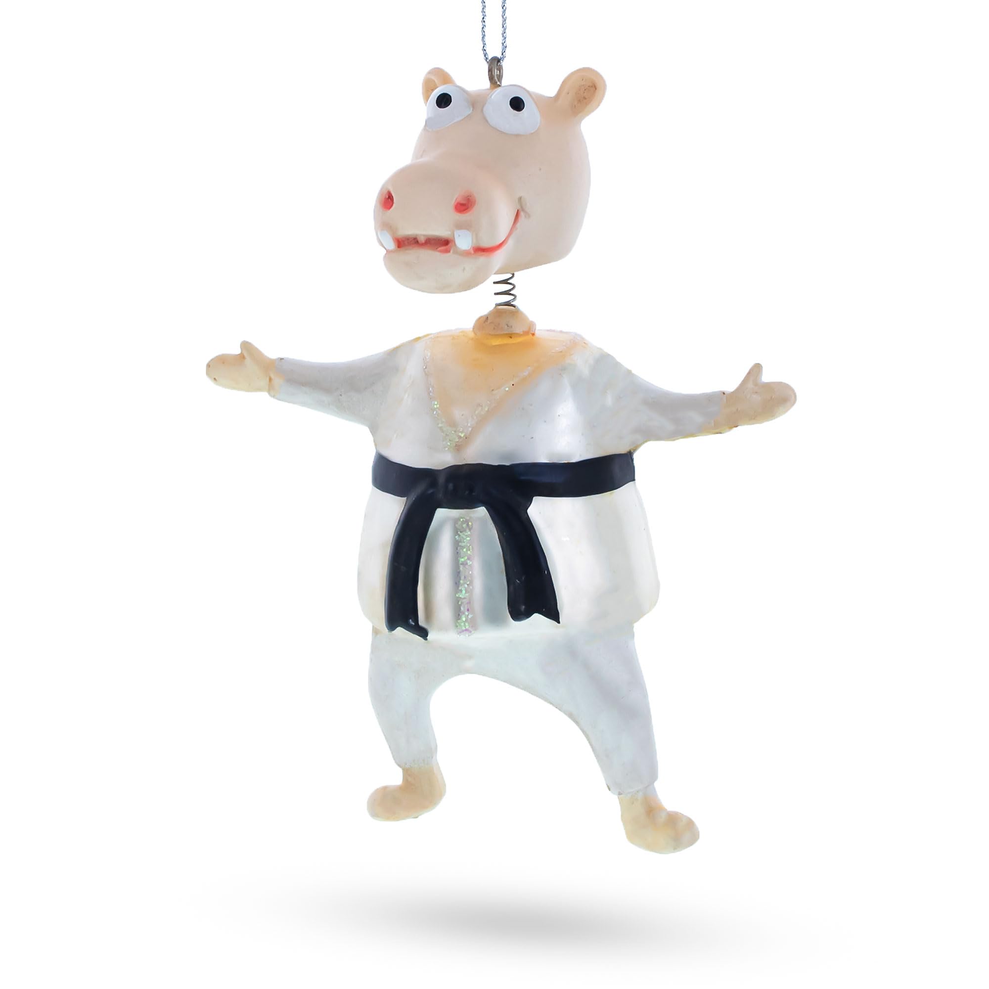 Hippo karaté en verre soufflé BestPysanky pour décoration sapin