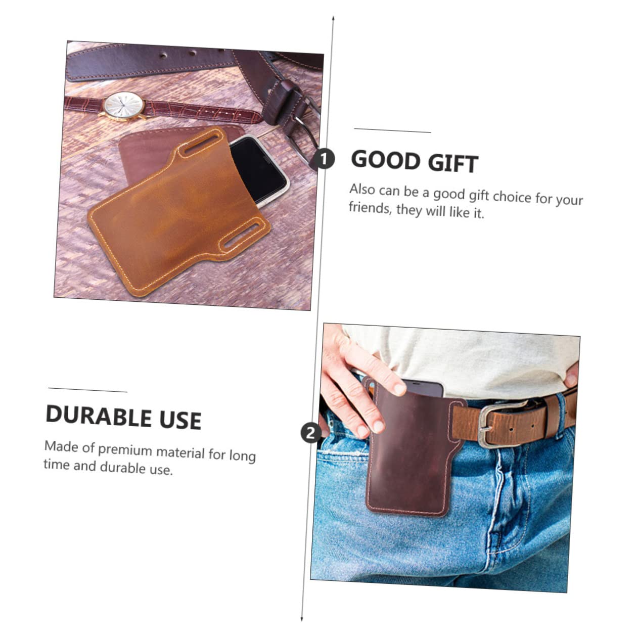 GARVALON 2 Stück Handy Gürteltasche Pu Schutzhülle Outdoor Handytasche Hüfttasche Für Herren Rotbraun Und Hellbraun