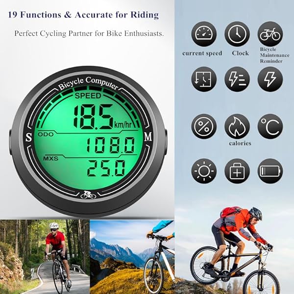 EXGUEACK Bike Computer Wired, 19 Functions Bicycle Speedometer and Odometer with Back Light, Round Waterproof Cycling Pedometer with LCD Touch Screen for Outdoor Men Women Teens by EXGUEACK - Image 8