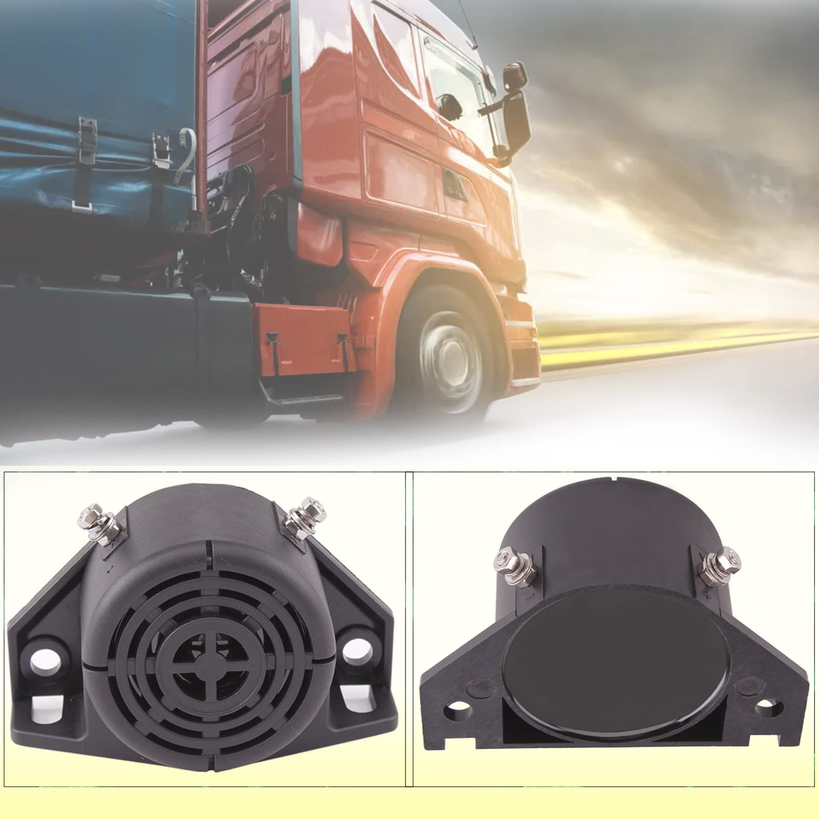 Car Reversing Horn Truck Backup Alarm 105DB 12/48V Beeper Warning Alarm Waterproof Buzzer Siren for Heavy Equipment Truck Lorry (Circular reversing horn)