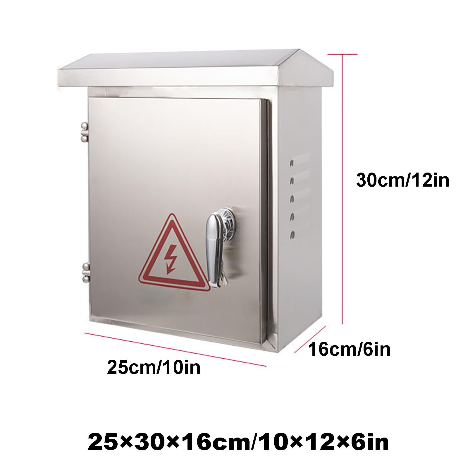 Caja Estanca Exterior Electrica de Acero Inoxidable 304, IP65 Caja Conexiones Exterior, Armario Electrico con Placa de Montaje y Cerradura de Manija(25x30x16cm/10x12x6in)
