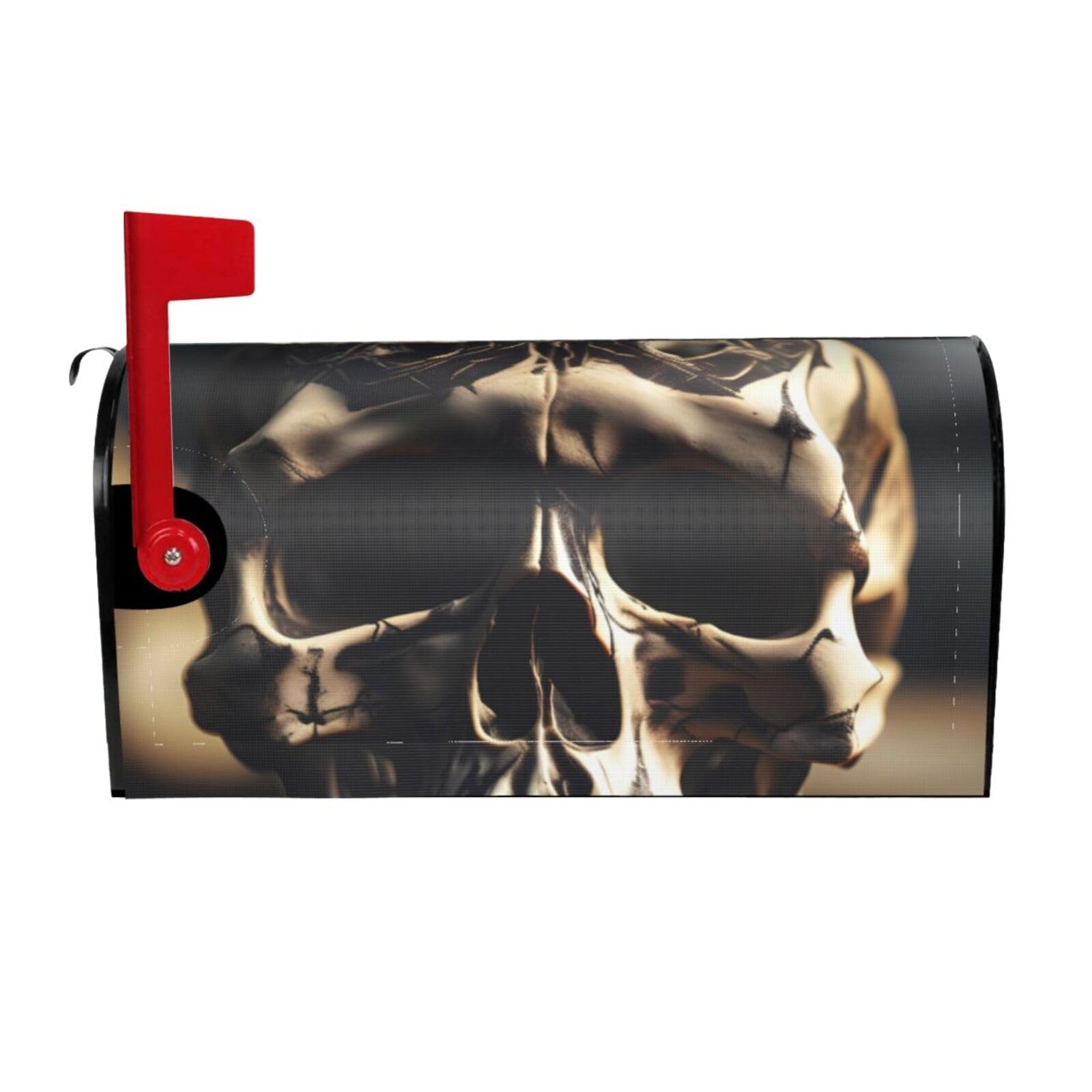 Skull Rock Roll Skeleton Bone Print Mailbox Cover Wraps Post Letter Box Cover Decor For Outside Garden Yard Farmhouse Home