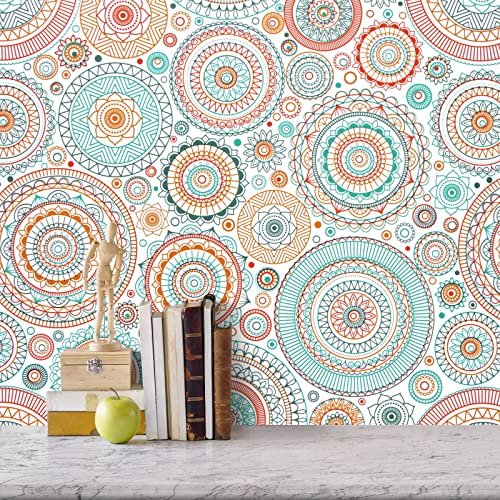 Wudnaye Boho Wallpaper Peel And Stick Wallpaper Boho Contact Paper For Cabinets 17.7 Inch × 118 Inch Colorful Removable Contact Paper Classroom Wallapepr Self Adhesive Decorative Wall Paper Vinyl #TOP9