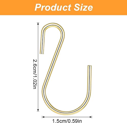 Miniatura 2 de Sibba Ganchos en S para colgar mini gancho en S de 1 pulgada, 80 ganchos en forma de S, gancho dorado de alambre de hierro dorado, ganchos pequeños