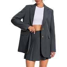 Womens 2 Piece Skirt Sets Business Casual Blazer Suit Mini Pleated Skorts Button Jackets Matching Outfits