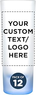 DISCOUNT PROMOS Custom Frosted Shooter Shot Glasses 2 oz. Set of 12, Personalized Bulk Pack - Great for Weddings, Birthdays, Parties, Indoor & Outdoor Events - Blue Bottom