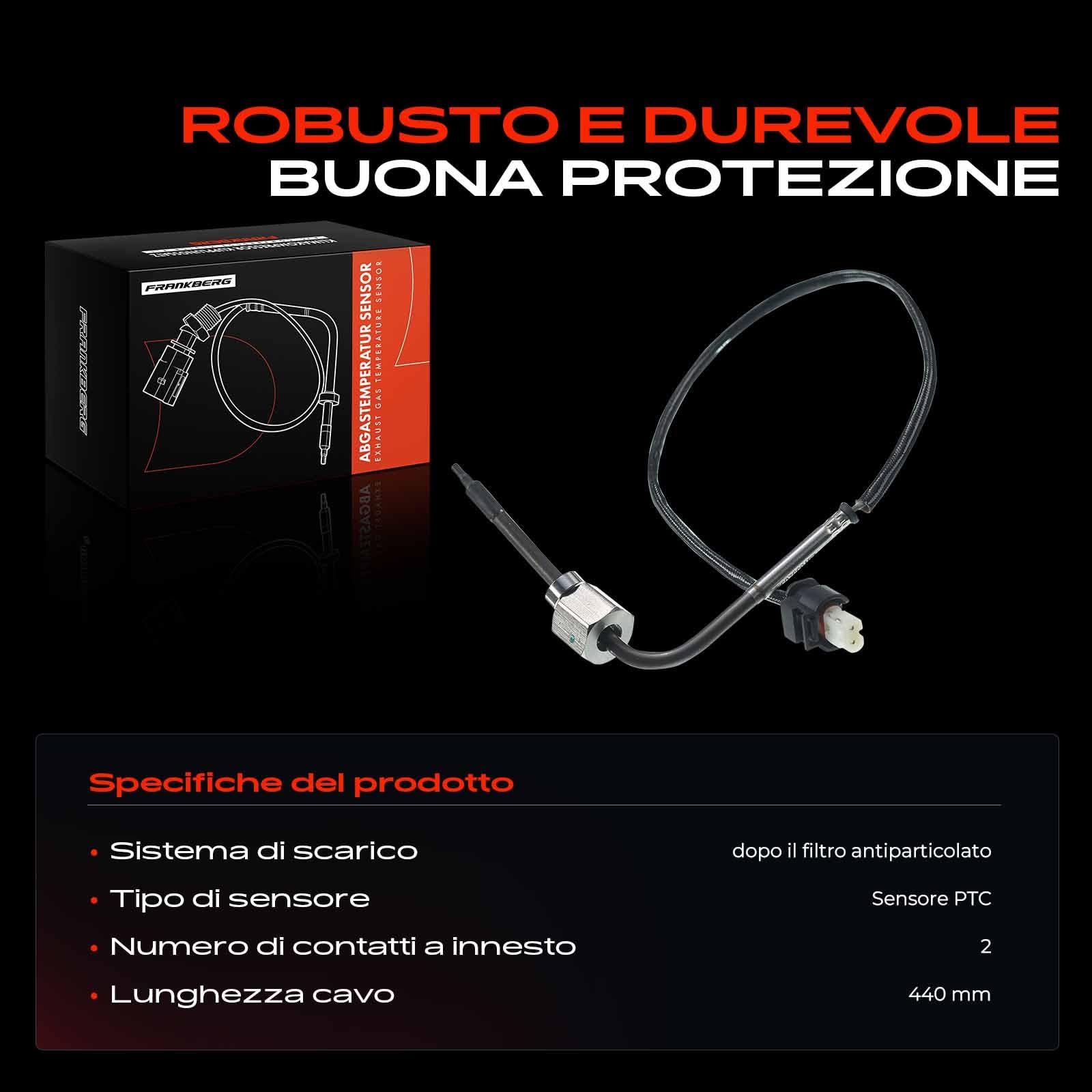 Frankberg Sensore di temperatura dei gas di scarico 0081534128 | Compatibile con: Vito/Mixto Van W639, Vitobus W639, Classe M 166, Viano W639, Classe E Modello T S211, Classe E W212