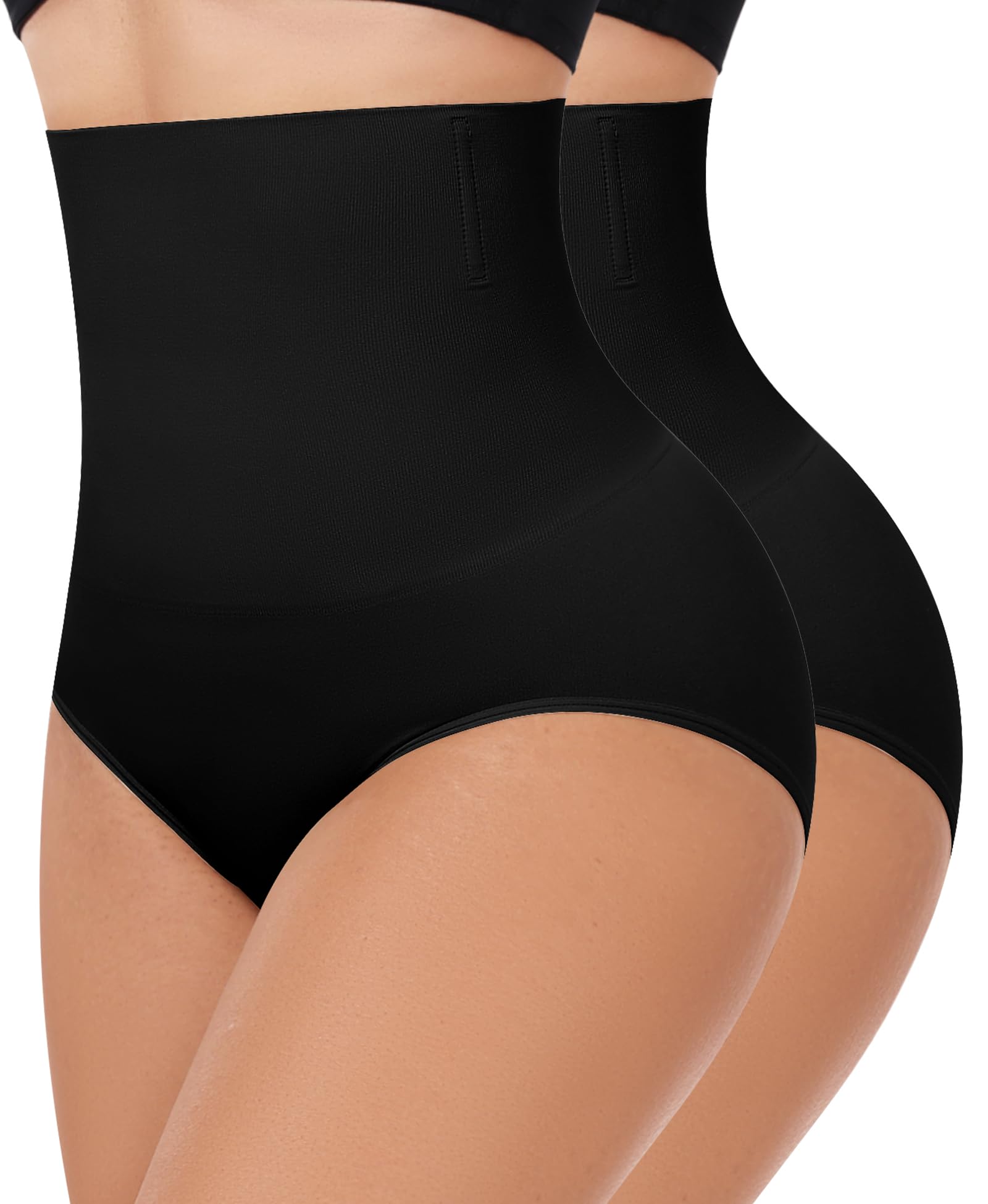 YARRCO Mutande da donna Miederslips senza cuciture a vita alta (nero+nero, XL), nero + nero., XL