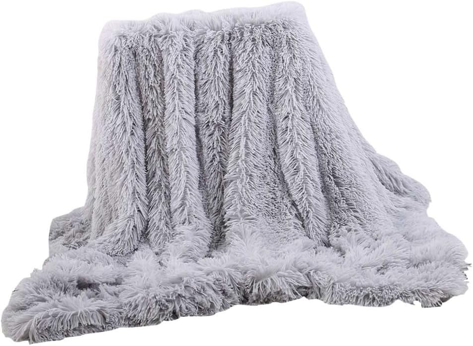 Unomor Fleece Blanket Warm Bed Blanket for Children Solid 160x130cm Light Grey