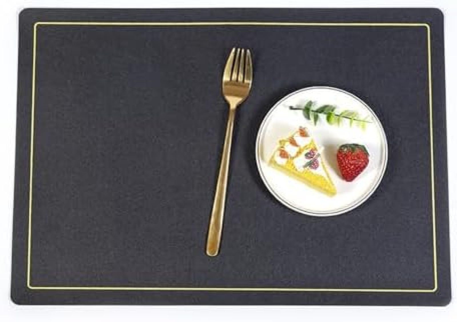 Set de table cuir PU vert paon 2 pièces | Napperon résistant chaleur et lavable noir