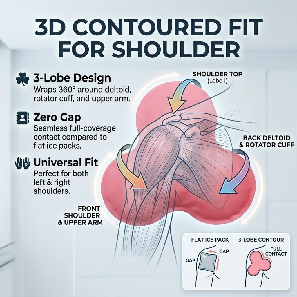 Shoulder Ice Pack for Rotator Cuff Injuries & Post Surgery Relief, Cold Therapy for Frozen Shoulder, Tendonitis, Bursitis, Flexible Gel Ice Pack, Left Right Shoulder