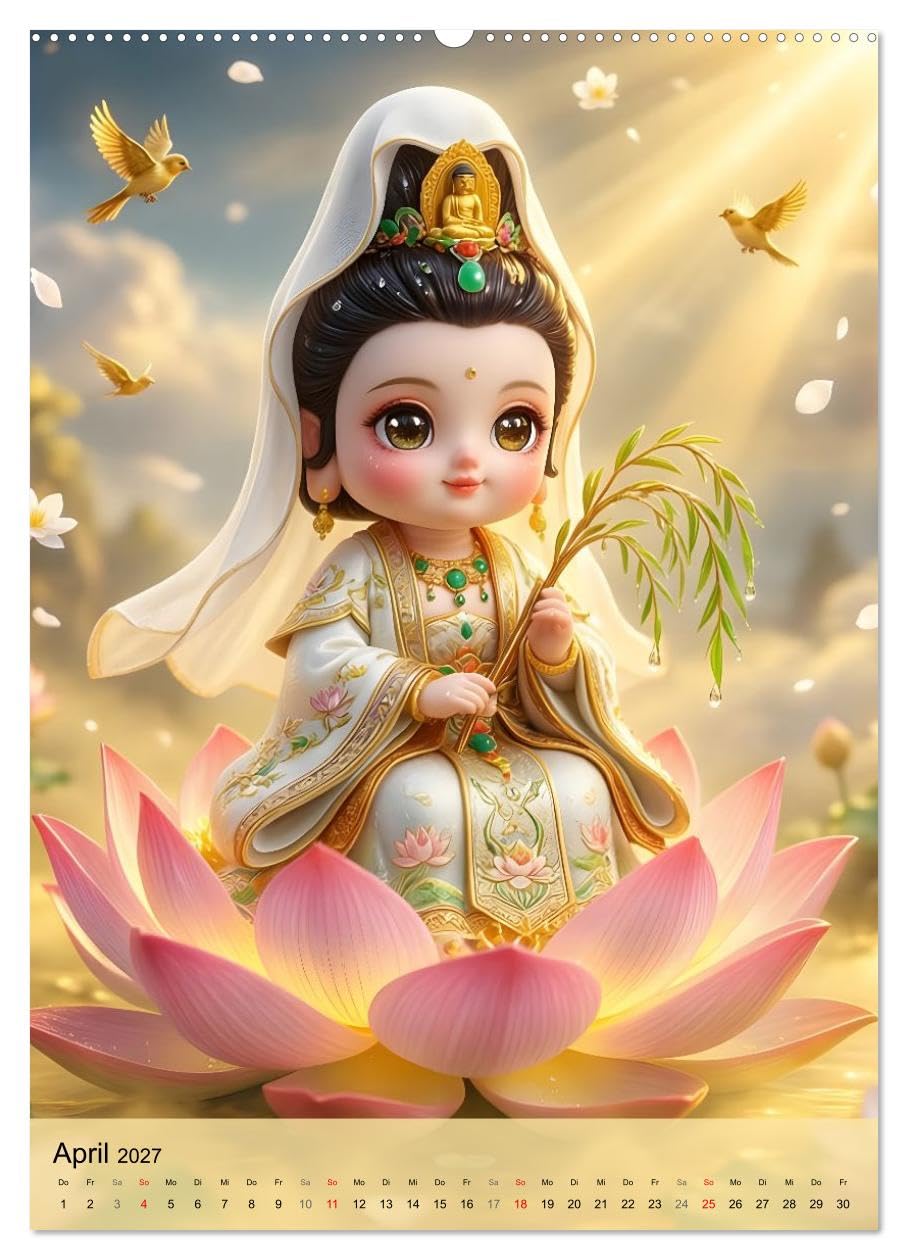 Kleine Götter, große Magie (Wandkalender 2027 DIN A2 hoch), CALVENDO Monatskalender: Chinas Sagengestalten als bezaubernde 3D-Figuren (CALVENDO Spass)