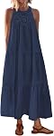 BTFBM Summer Halter Dresses for Women 2026 Casual Spring Hollow Out Sleeveless Boho Sundresses Beach Vacation Maxi Dress