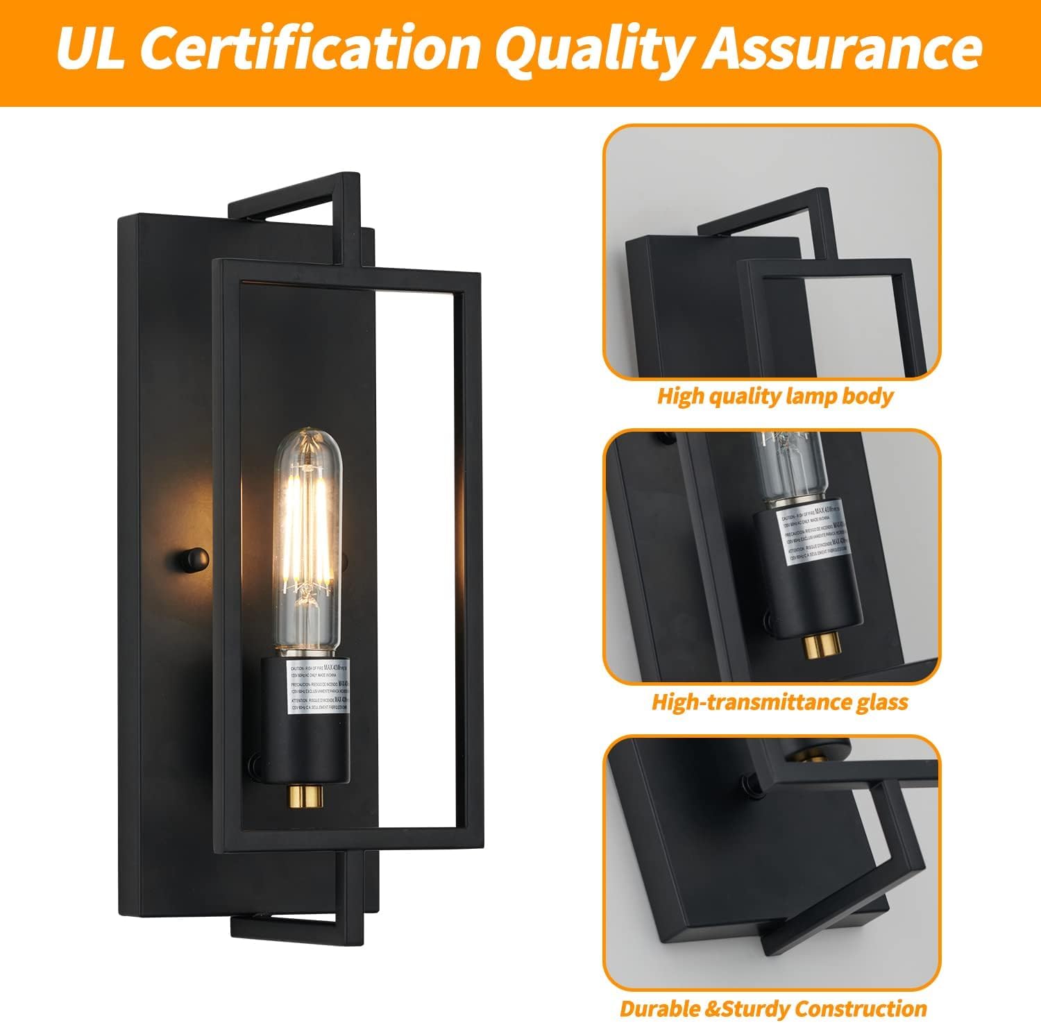 1-Light Wall Sconce,Metal Wall Sconce Light Fixtures, E26 Ceramic Base,Modern Indoor Lighting Hardwired【Bulb Included】