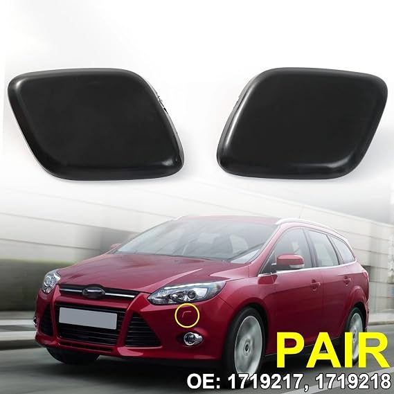 Headlight Washer Cover Cap For Focus MK3 2010-2014 2 Pieces Front Bumper Headlight Washer Nozzle Cover R&L Cap 1719217 Unpainted Car Accessories