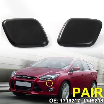 Headlight Washer Cover Cap For Focus MK3 2010-2014 2 Pieces Front Bumper Headlight Washer Nozzle Cover R&L Cap 1719217 Unpainted Car Accessories