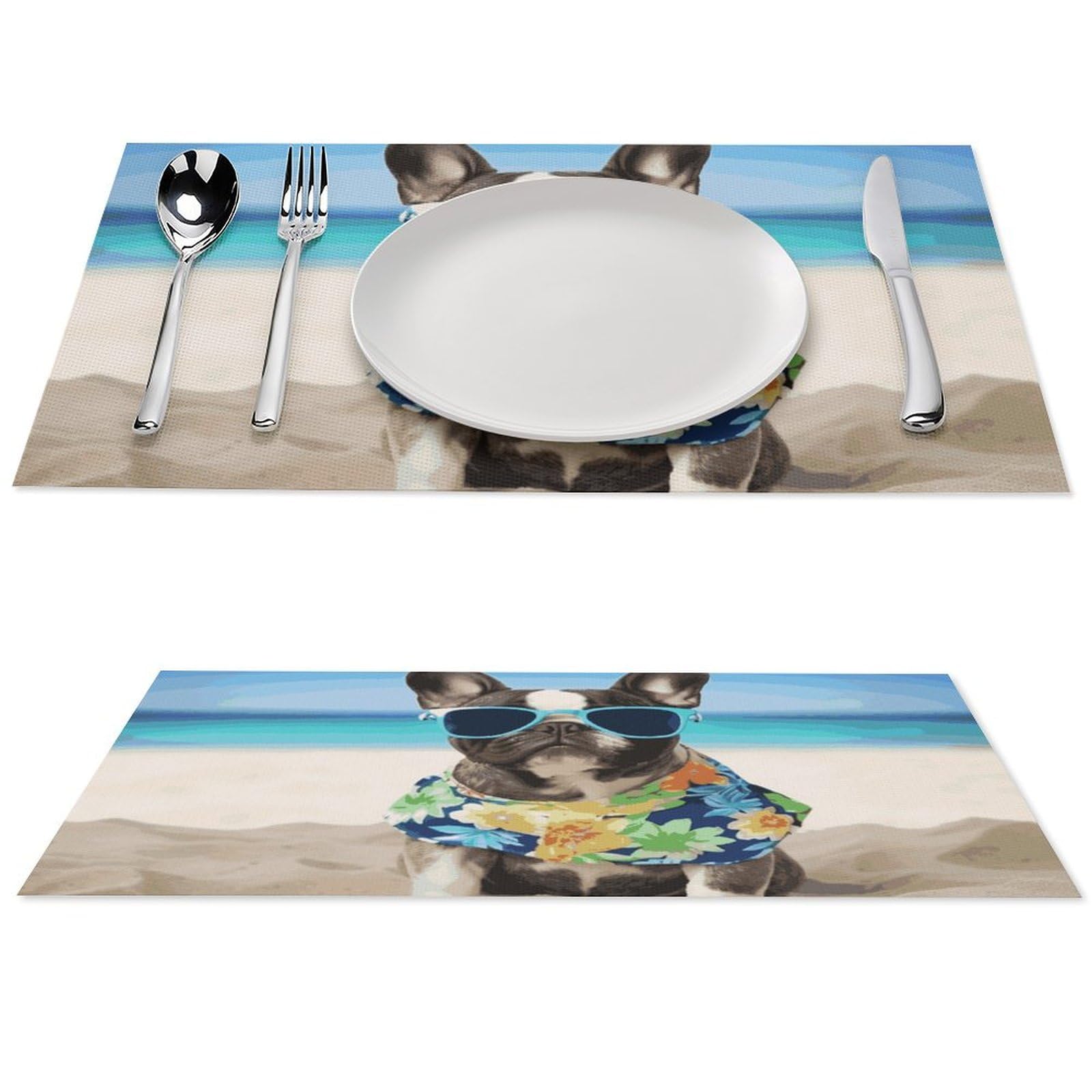 Set de table lavable en PVC motif bouledogue imperméable